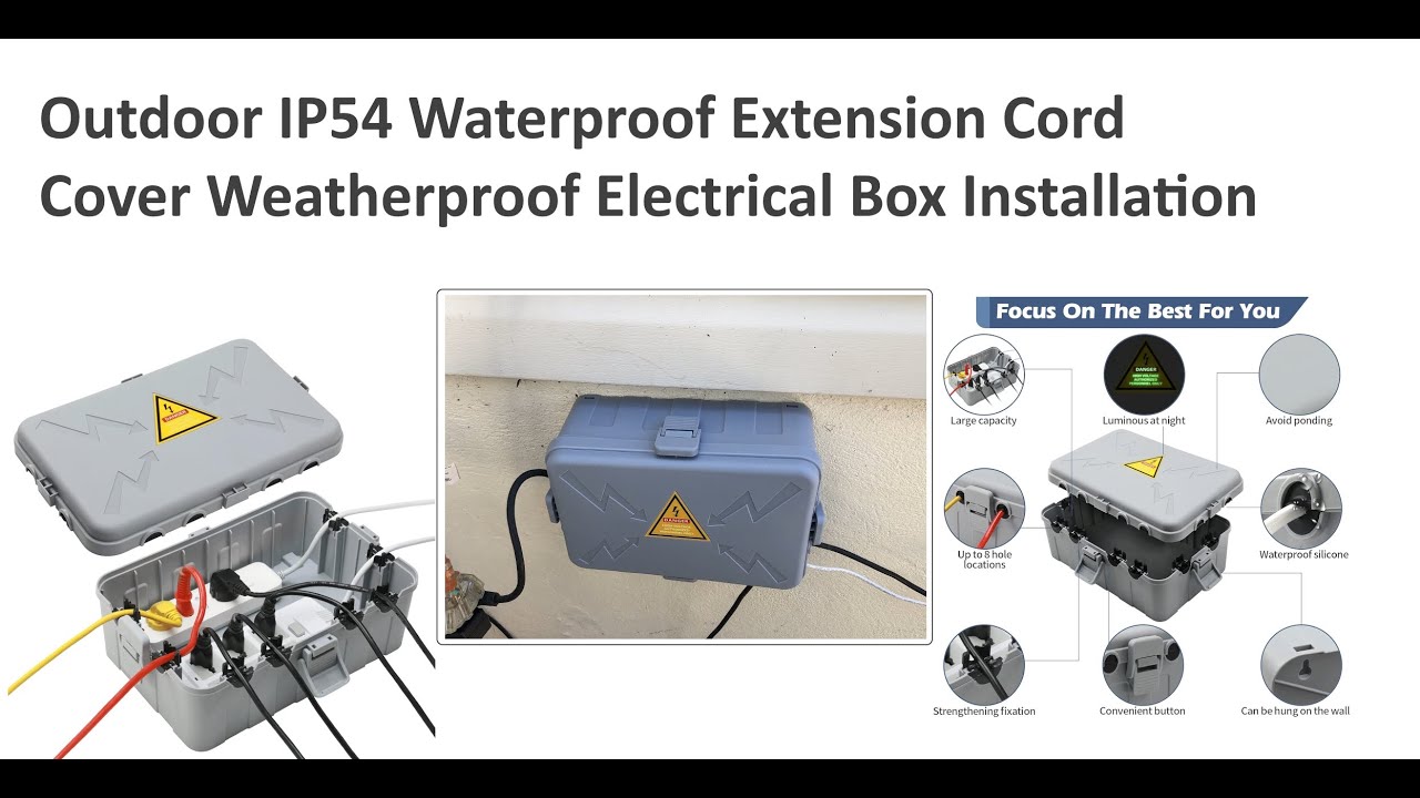 Outdoor IP54 Waterproof Extension Cord Cover Weatherproof Electrical Box Installation