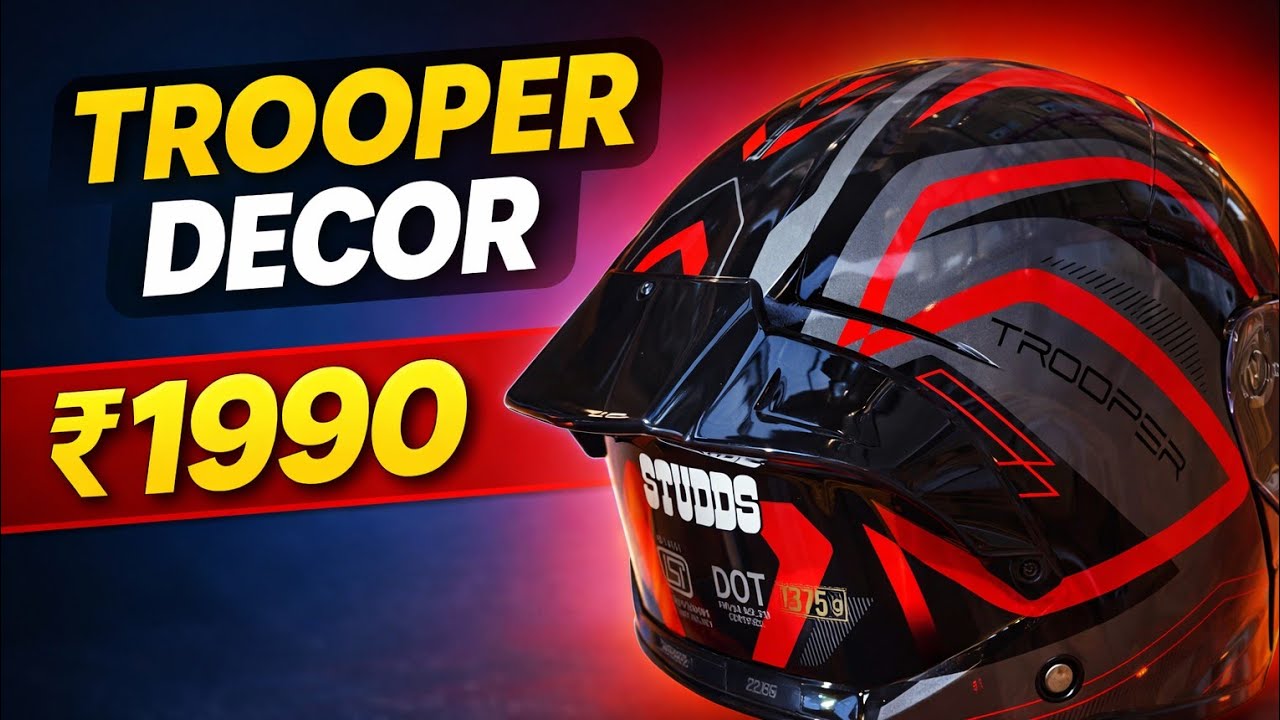 STUDDS HELMET - TROOPER DECOR 🔥 - D3 BLACK N2 RED MRP 1990 🌟 #StuddsHelmet #Helmets #Safety #Bikers 
