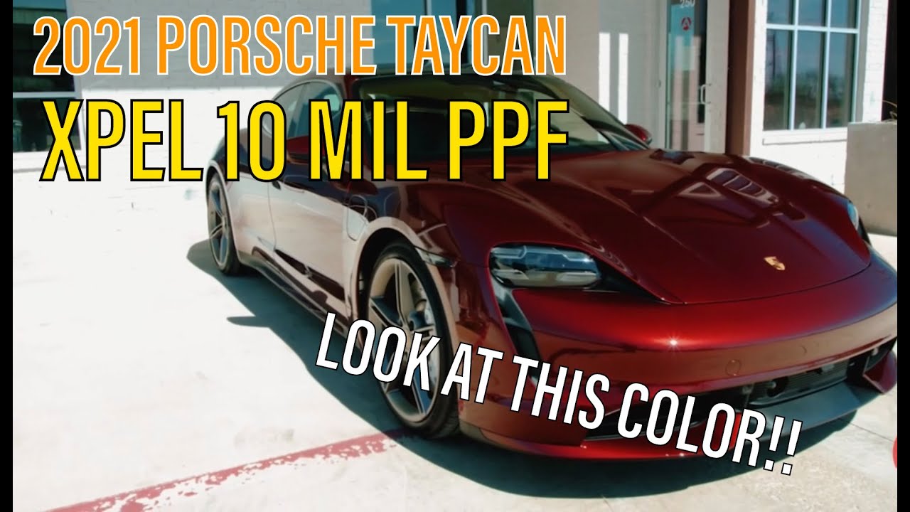 2021 Dark Cherry Porsche Taycan Full XPEL Wrap