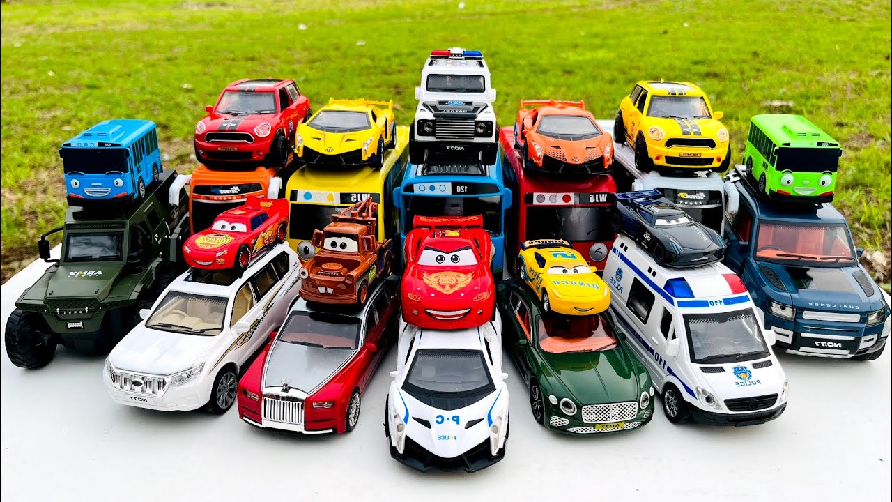 Unboxing Mobil mobilan, Bus tayo, Mobil Police, Ambulance, Jeep, Lamborghini Scv12, Toyota Car #211