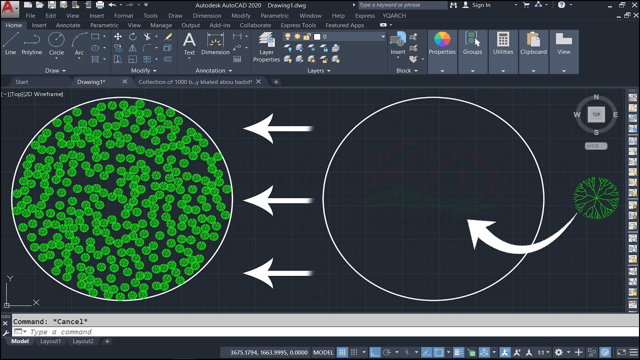 التوزيع العشوائي للأشكال و البلوكات داخل المساحات المغلقة بخطوة واحدة (اضافة YQArch) على AutoCAD