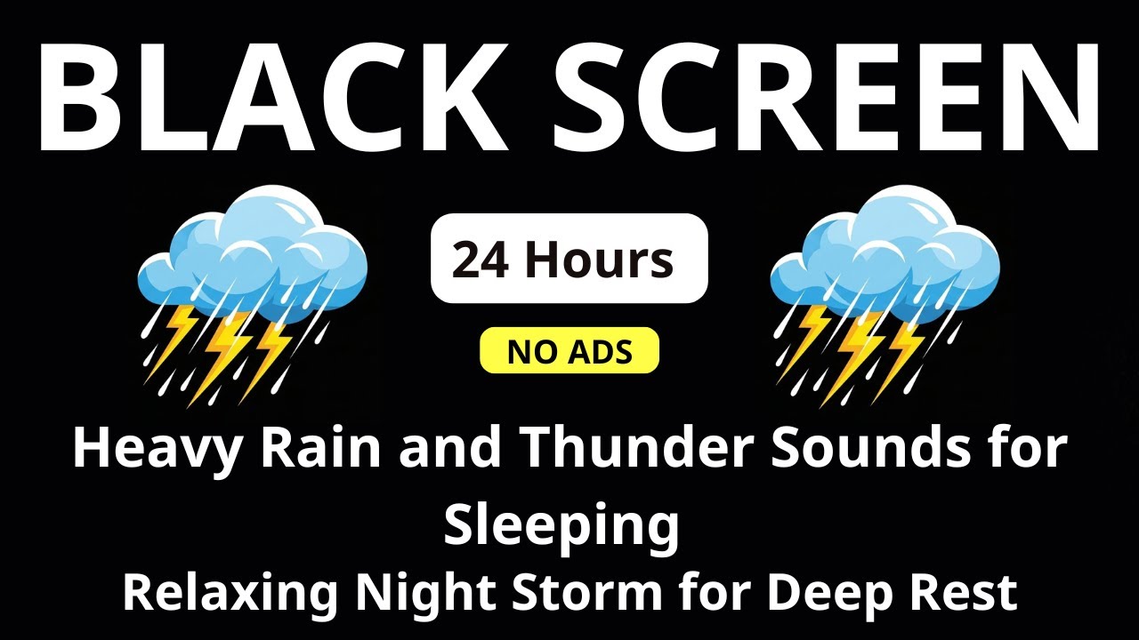 🔴 Heavy Rain and Thunder Sounds for Sleeping – Black Screen | Relaxing Night Storm for Deep Rest
