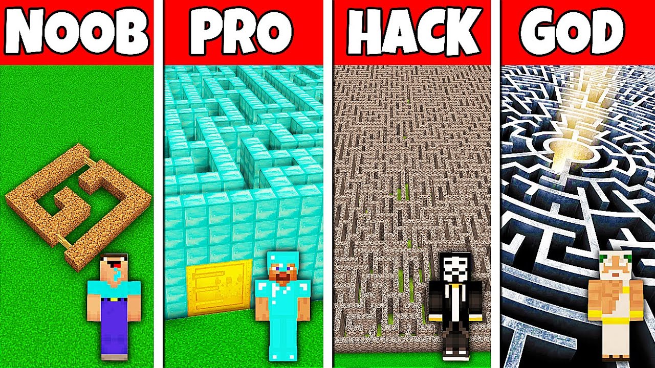 Minecraft Battle: NOOB vs PRO vs HACKER vs GOD GIANT MAZE BUILD SECRET MAZE CHALLENGE in Minecraft
