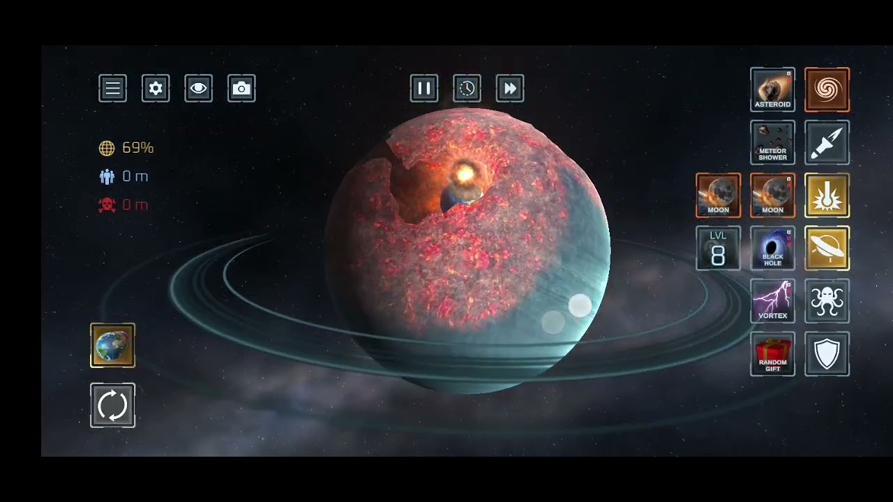 Playing solar smash on mopile Also destroying the moon. 