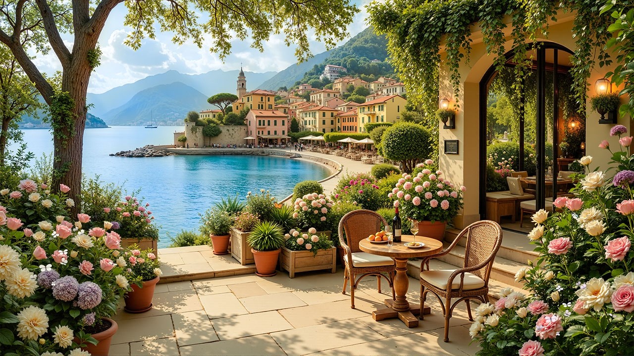 Очаровательная Джазовая Атмосфера В Стиле Итальянского Приморского Кафе | Нежный Джаз И Терапия Прир