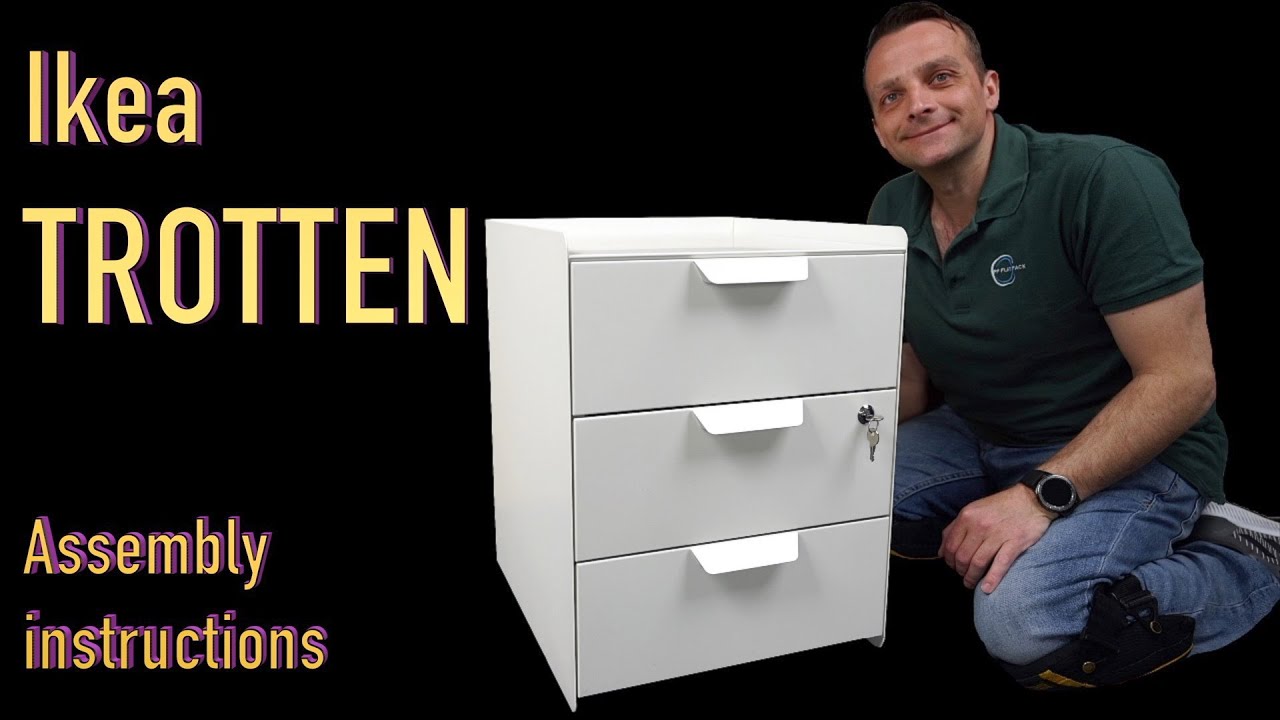 Ikea TROTTEN Drawer unit with 3 drawers on castors Assembly instructions