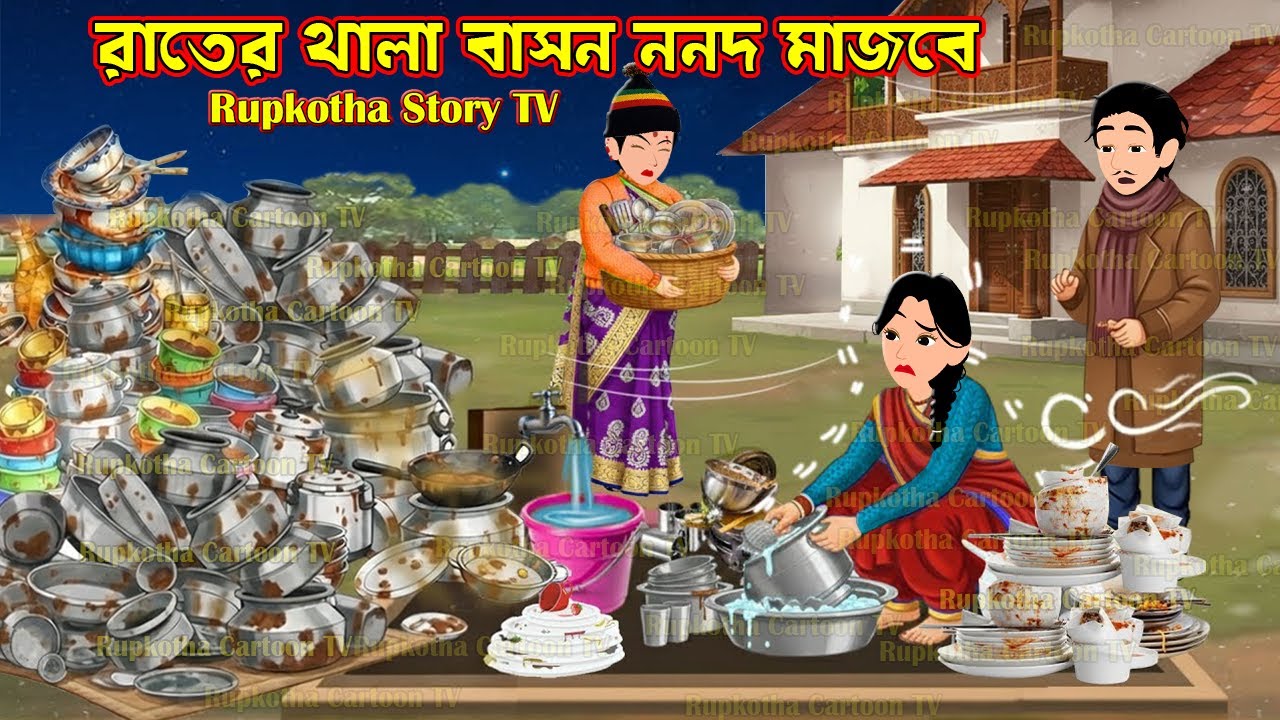 রাতের থালা বাসন ননদ মাজবে Rater Thala Bason Nanod Majbe | Cartoon Bangla Cartoon | Rupkotha Story TV
