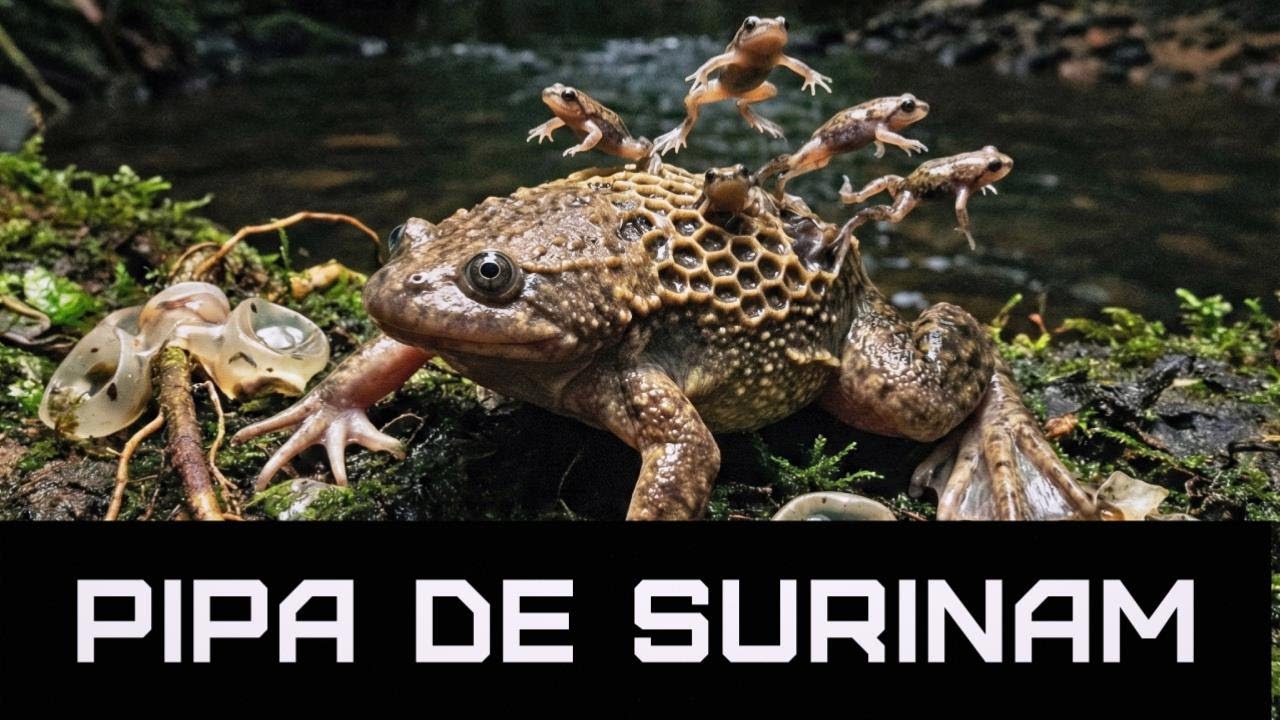 Un crapaud effrayant d'Amazonie. Ses petits naissent directement sur son dos : le pipa du Suriname.
