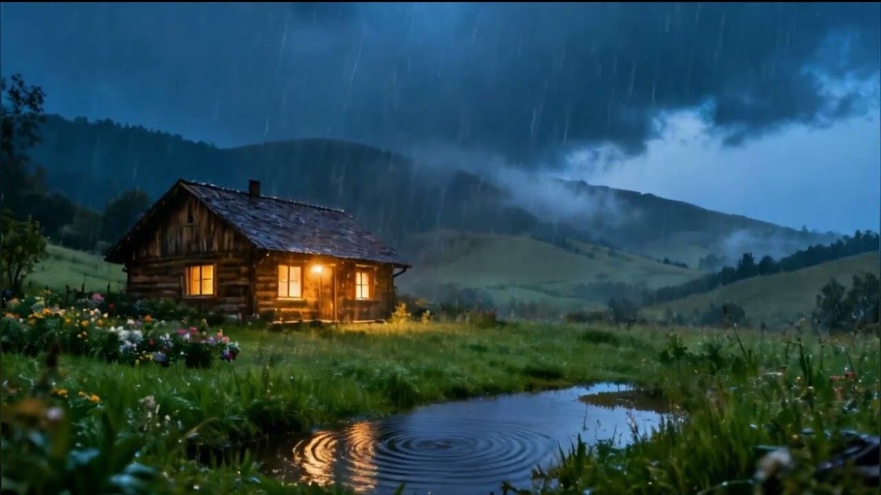 Sleep Better, Calmly | ASMR Rain on Tin Roof of a Cozy Forest Cabin (Deep Sleep, No Talking )