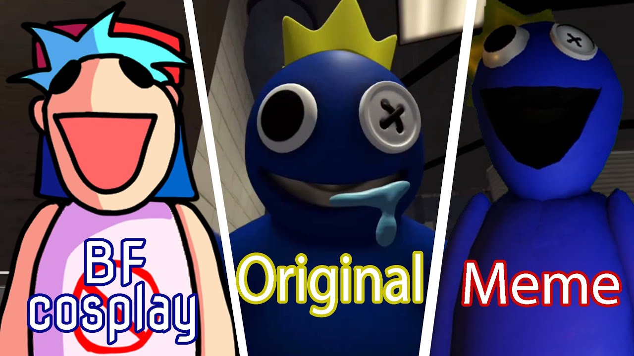 Rainbow Friends All Jumpscares - Original VS Meme, Boyfriend cosplay