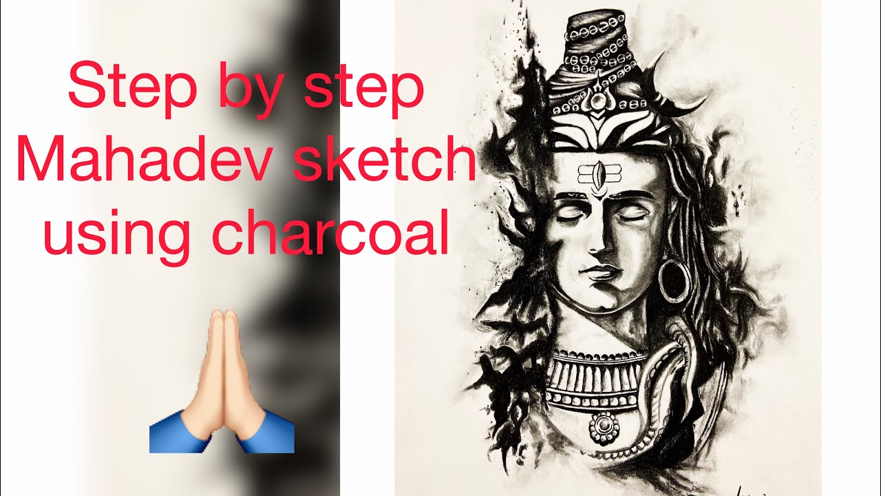 How to draw Mahadev sketch with charcoal pencils (Shivji sketch)