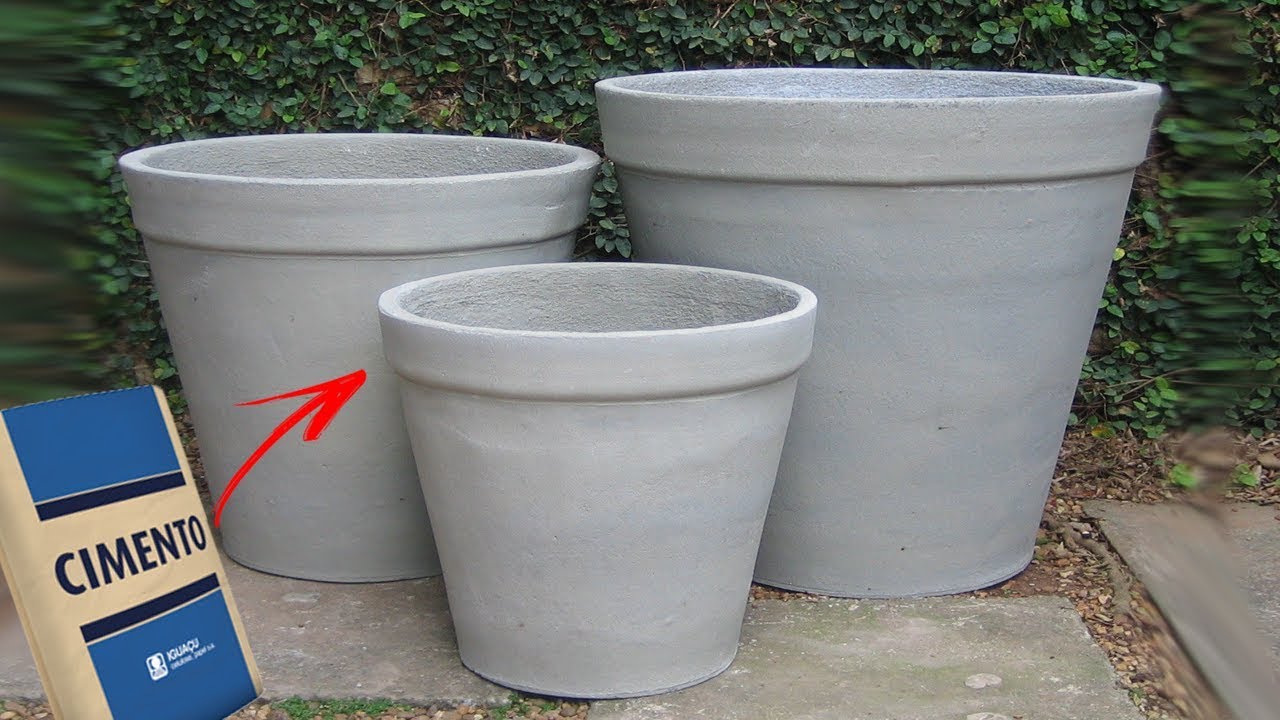 COMO FAZER VASOS DE CIMENTO COM FORMA - Fácil e Rápido - PASSO a PASSO