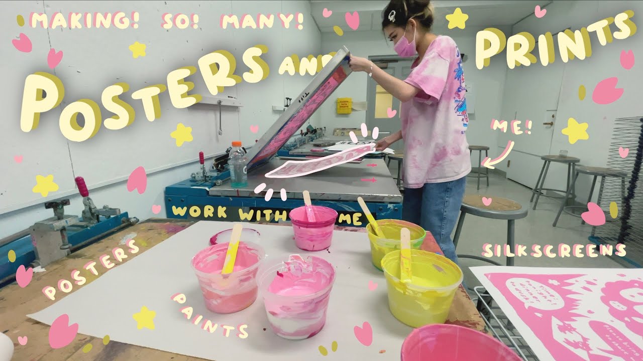 🌸 Cherry Blossom Poster Process! 🌸 | RISD Work Vlog | An Exhausting Few Days | Tiffany Weng