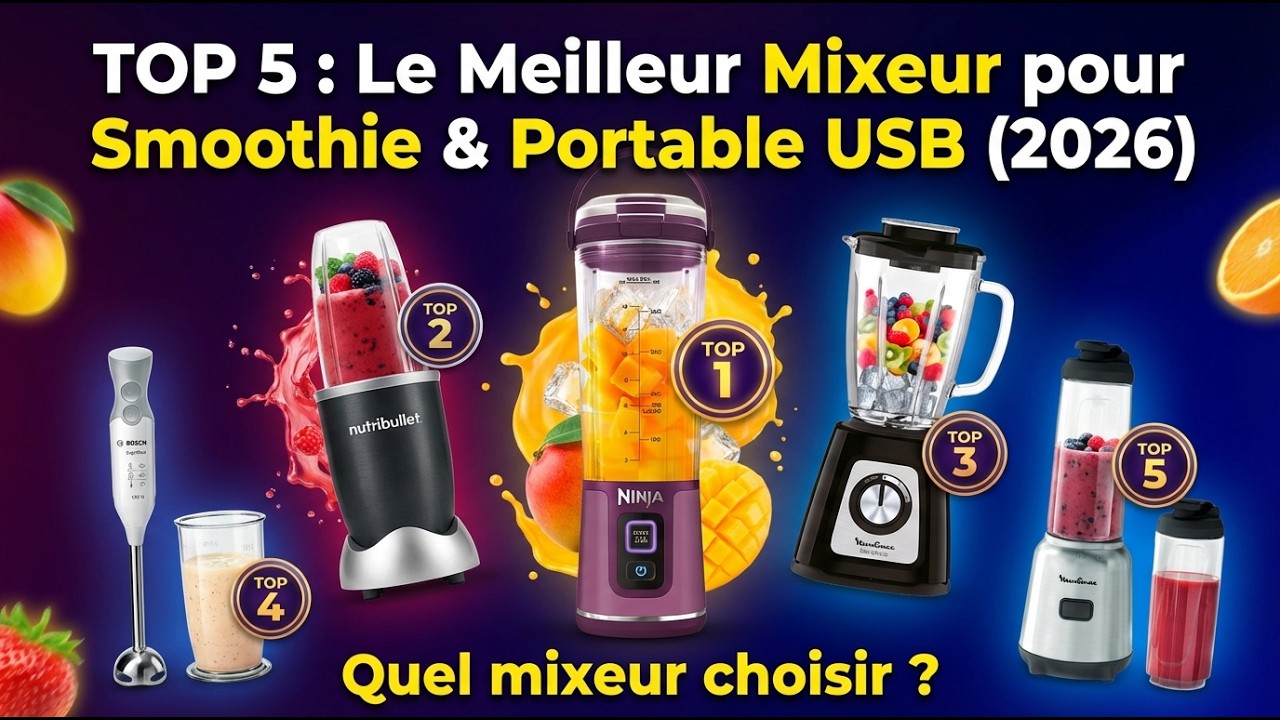 TOP 5 : Le Meilleur Mixeur pour Smoothie & Portable USB (2026) 🍹 Quel mixeur choisir ?