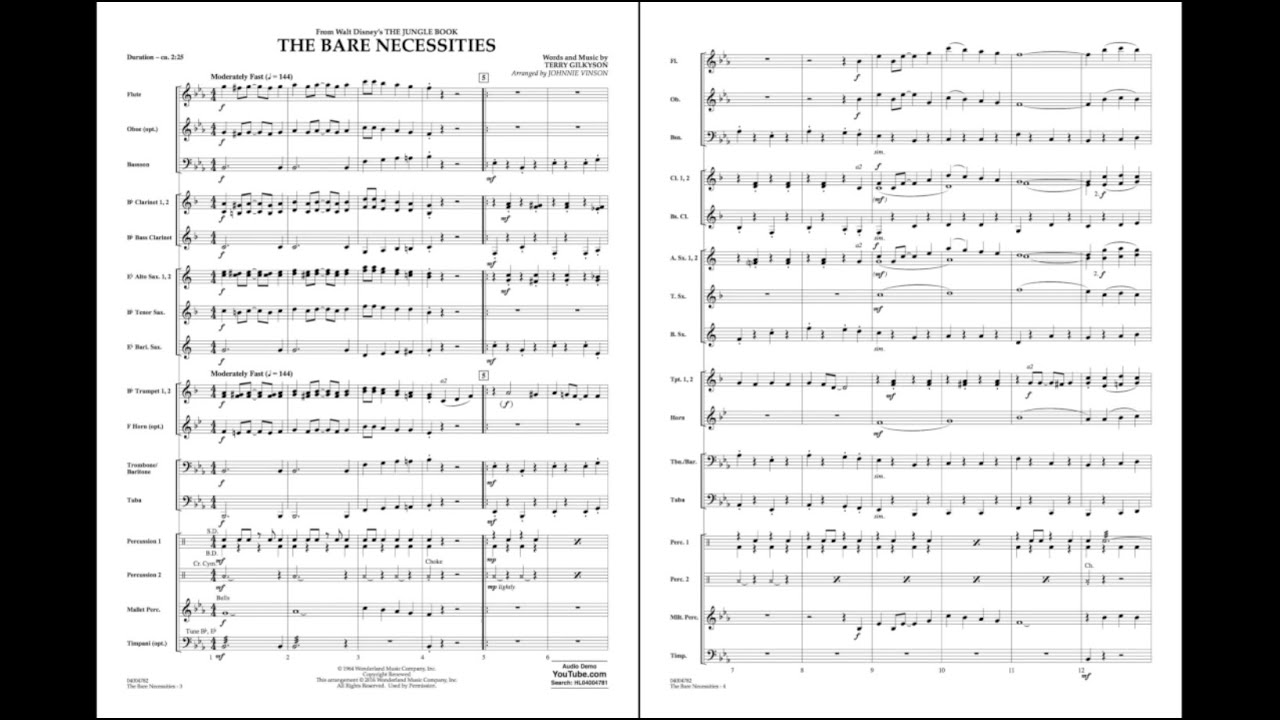 The Bare Necessities by Terry Gilkyson/arr. Johnnie Vinson