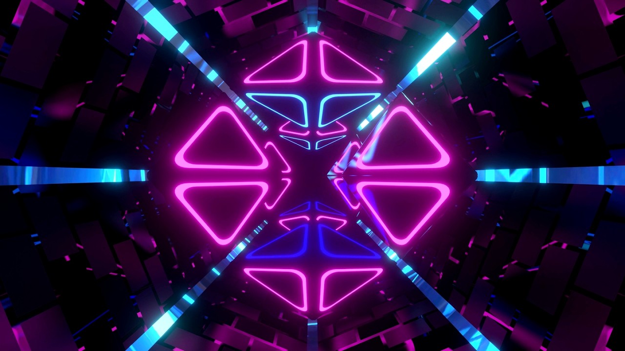 4K Triangles Tunnel || Neon & Pink Blue Color Relaxing TV Background Video Screensaver