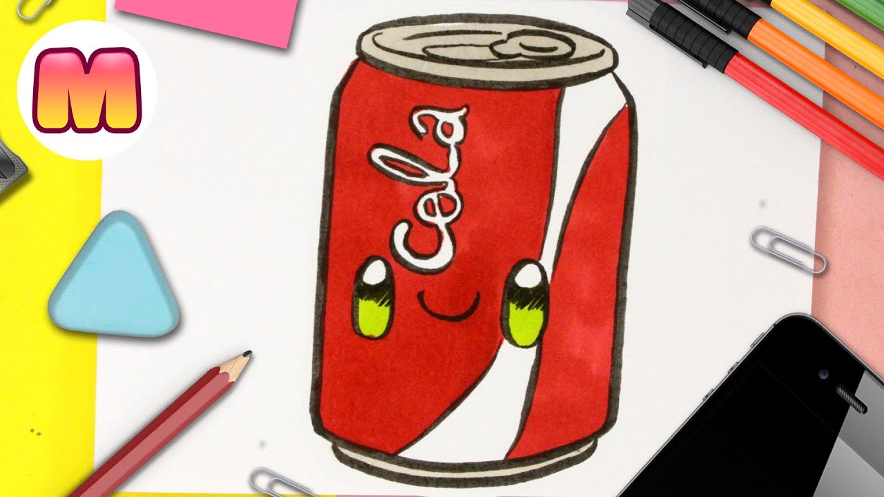COMO DIBUJAR UNA LATA DE COCACOLA KAWAII ✅ Dibujos fáciles kawaii ✅ Aprende a dibujar con Jape