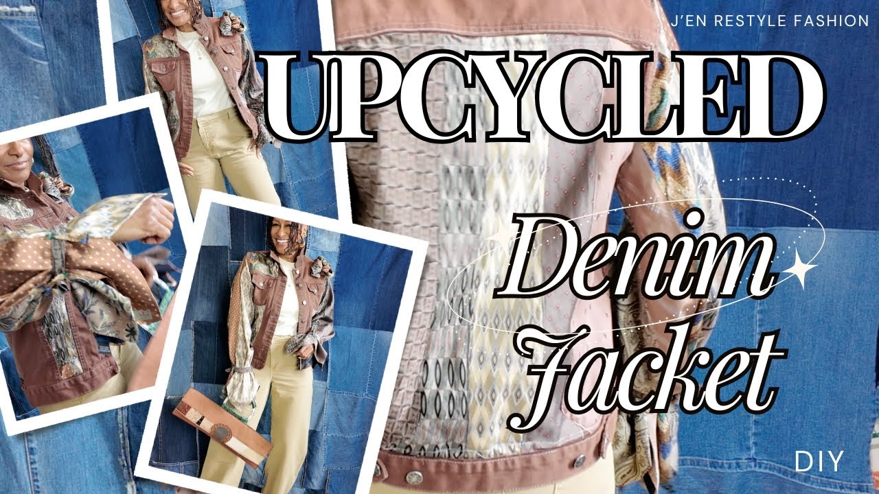 Upcycled Denim Jacket Using Men's Ties | DIY Sustainable Fashion Transformation