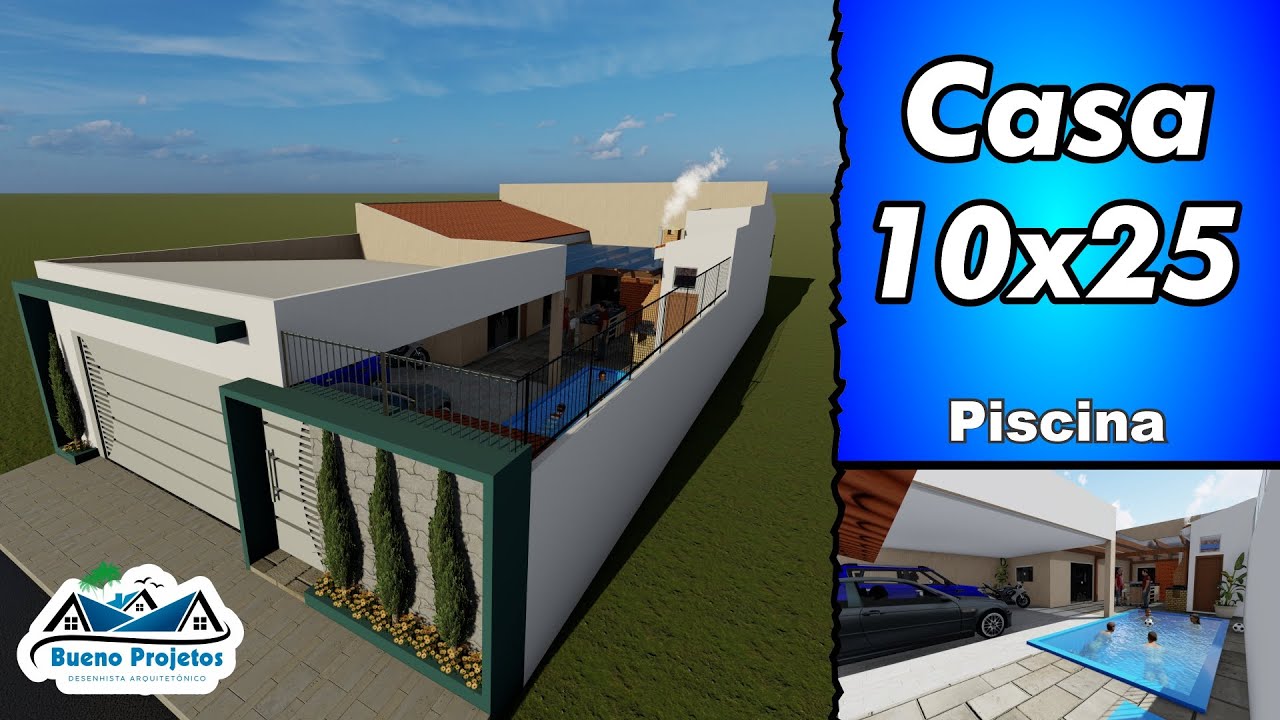 B-0084 Casa Simples com Piscina e Área Gourmet - Terreno 10x25 - (Casa 10x20 na  Descrição do Vídeo)