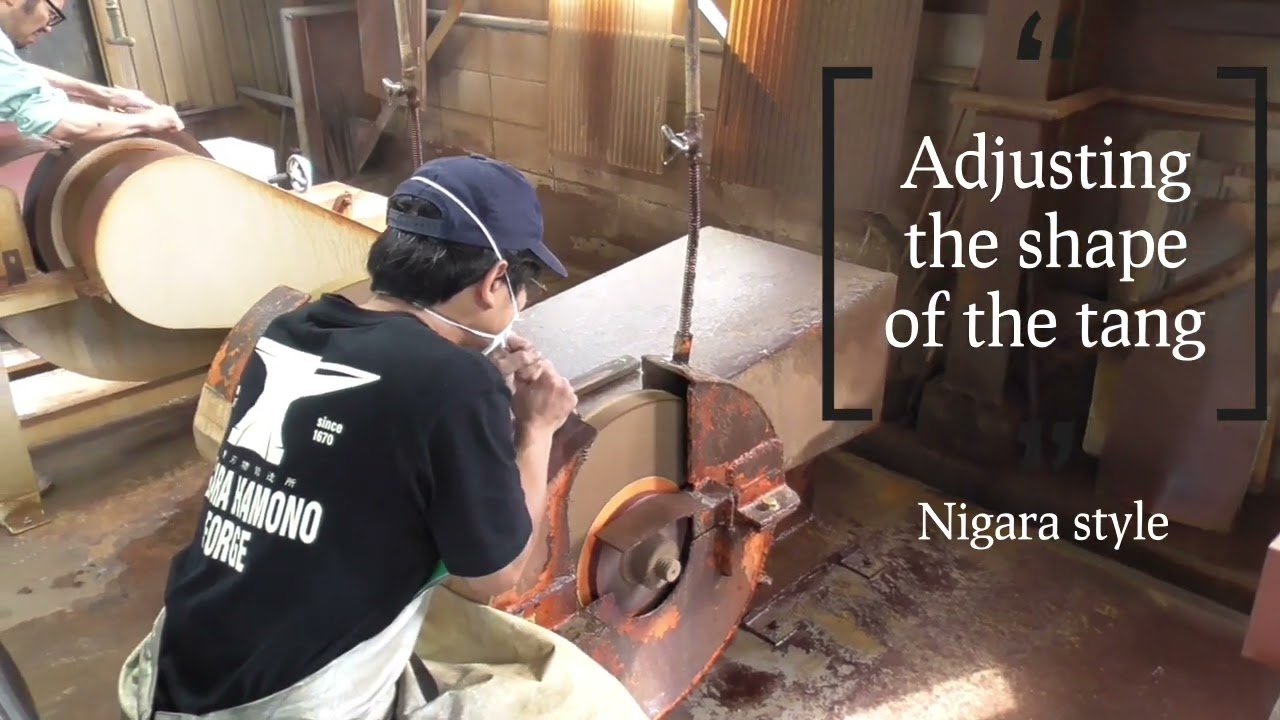【How Nigara makes knives】#1 Adjusting the shape of the tang  *Japanese ktichen knife*