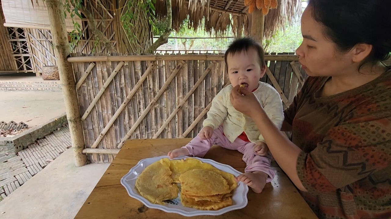 Homemade Milk Egg Cake After Gardening - Cozy Village Kitchen - Bich Thi Family