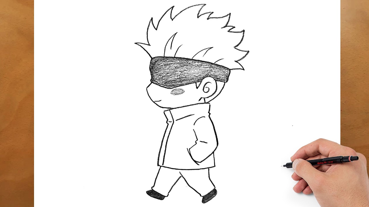 Draw Cute Gojo Satoru Step by Step – Jujutsu Kaisen Art