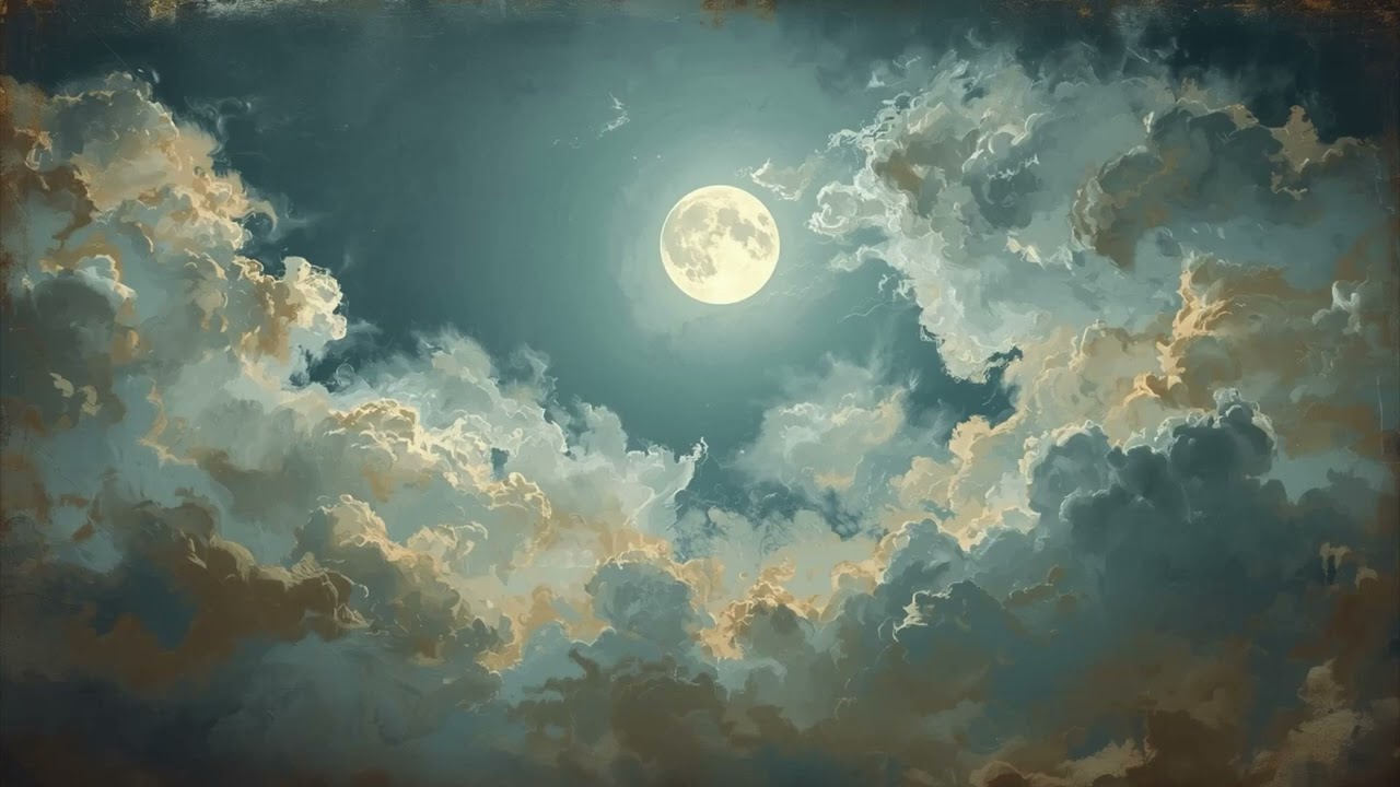 Calm Moon TV Screen | Vintage Night Sky Art for TV Display