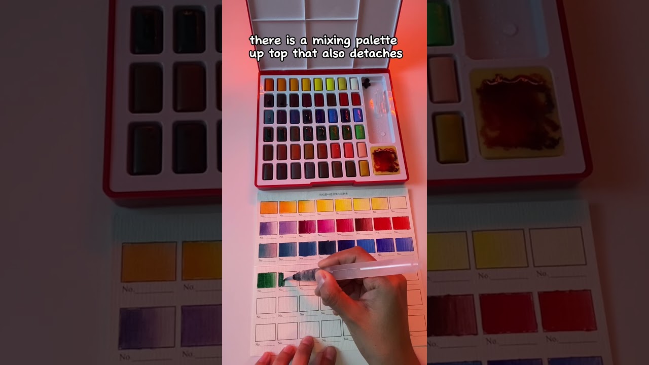 Faber Castell watercolor paint set (swatching).
