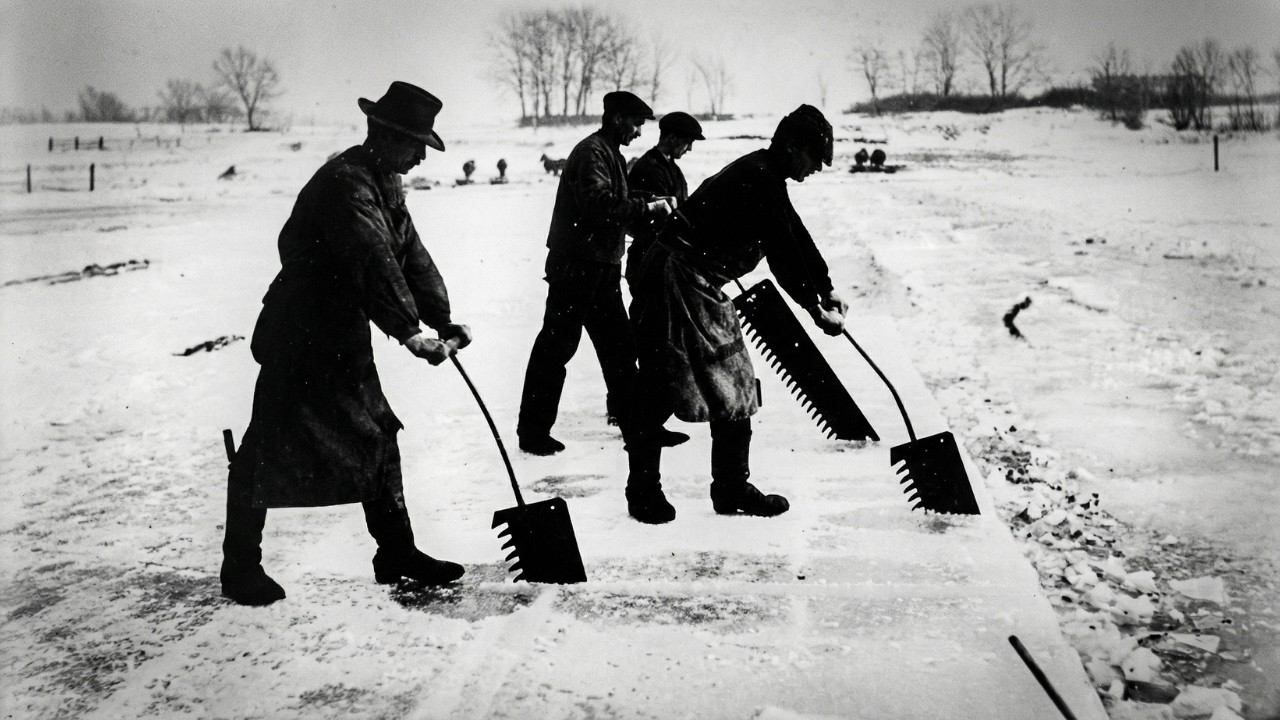 How America Cut 10-Ton Ice Blocks From Frozen Lakes Before Refrigerators