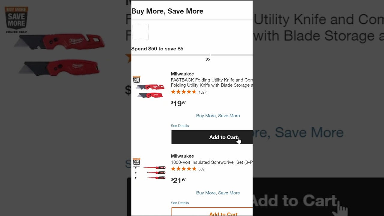 Buy More, Save More, Hack More Tools !!! #homedepot #milwaukeetools #shorts