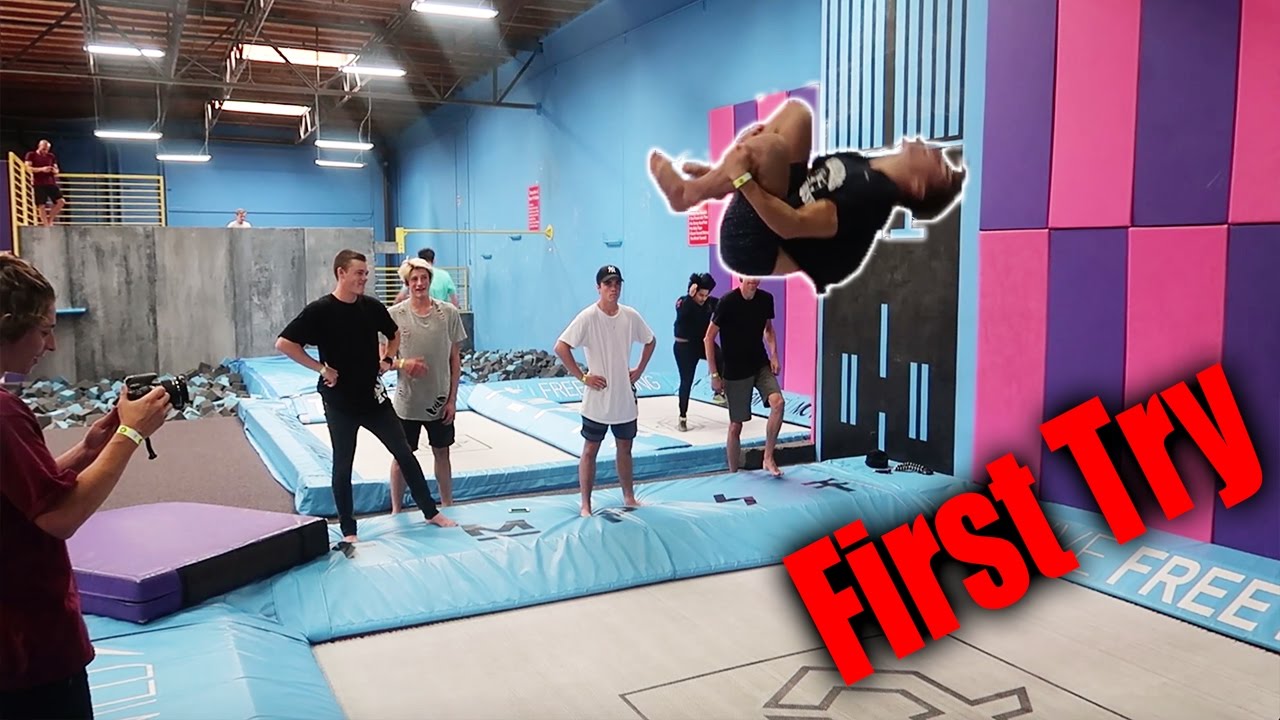 LEARNING NEW TRAMPOLINE TRICKS! DAY SESSION/POOL PARTY