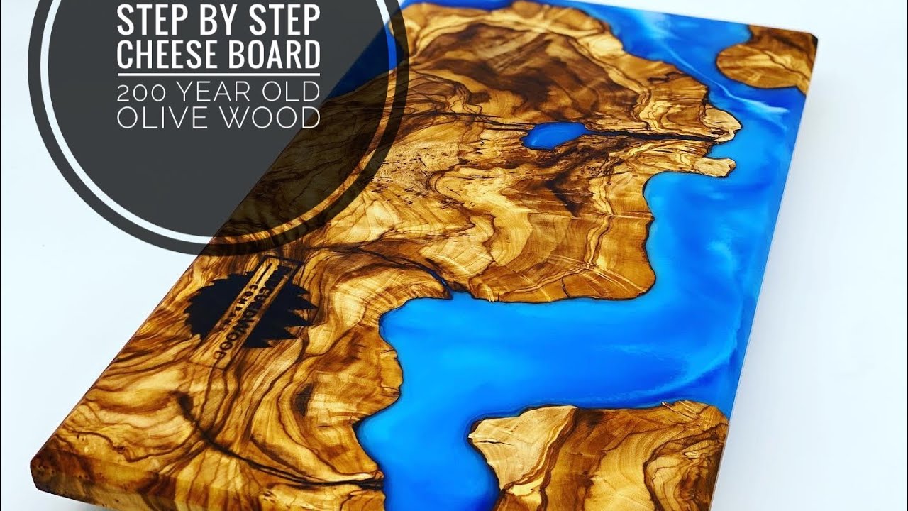 Step by Step Epoxy Wood Cheese Board Charcuterie Board 200 Year old Olive Wood - DIY