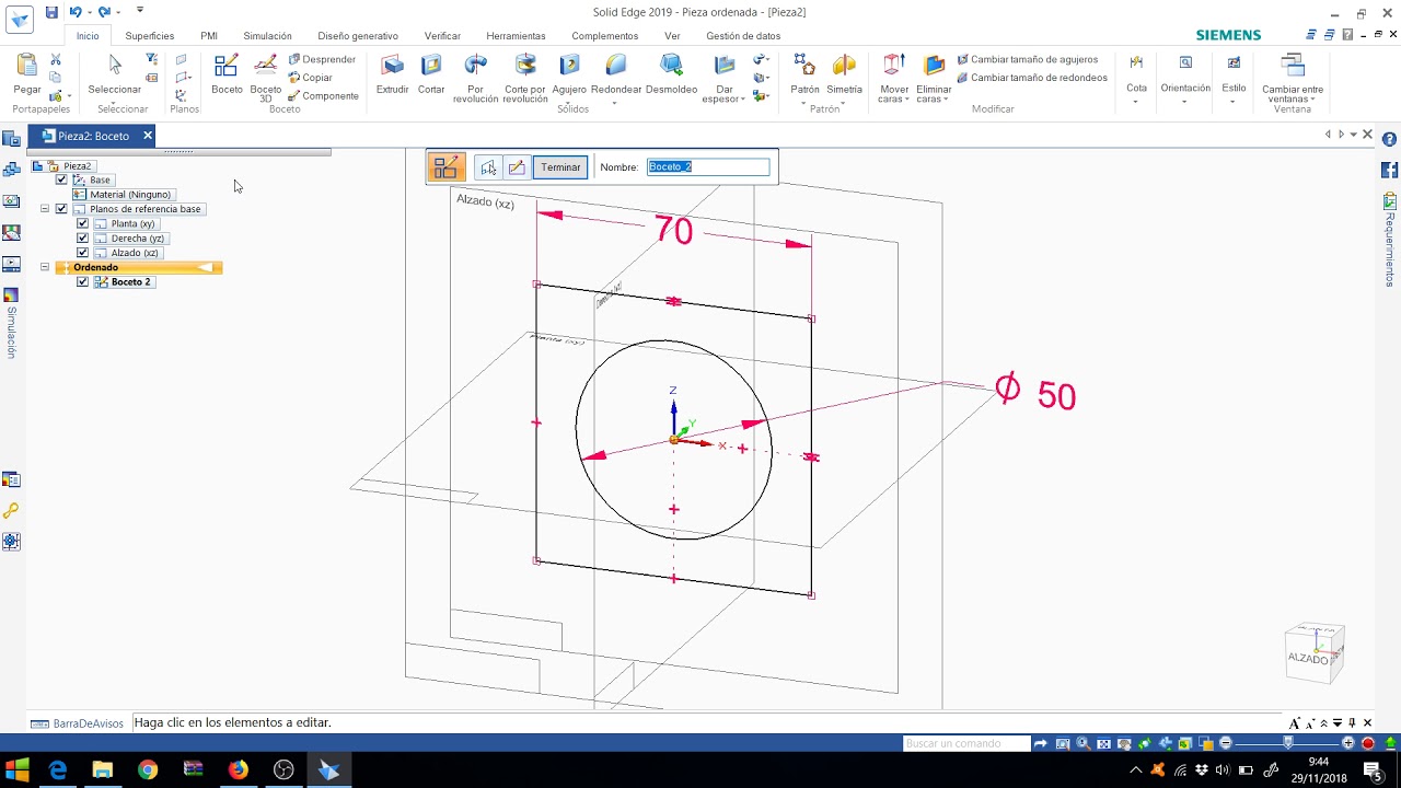 Tutorial Solid Edge: Práctica boceto - extrusión 3