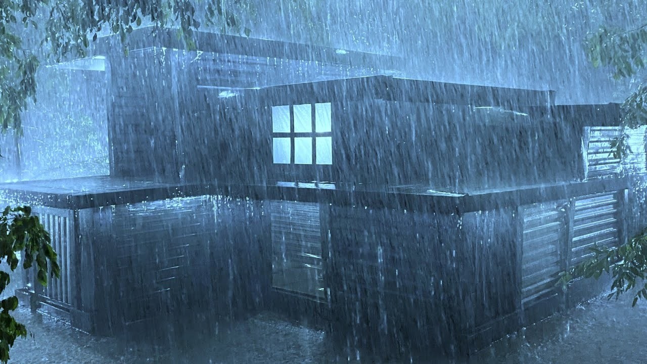 Full of Energy to Sleep Instantly with Heavy Rain & Fierce Thunder on the Farm Tent Roof at Night