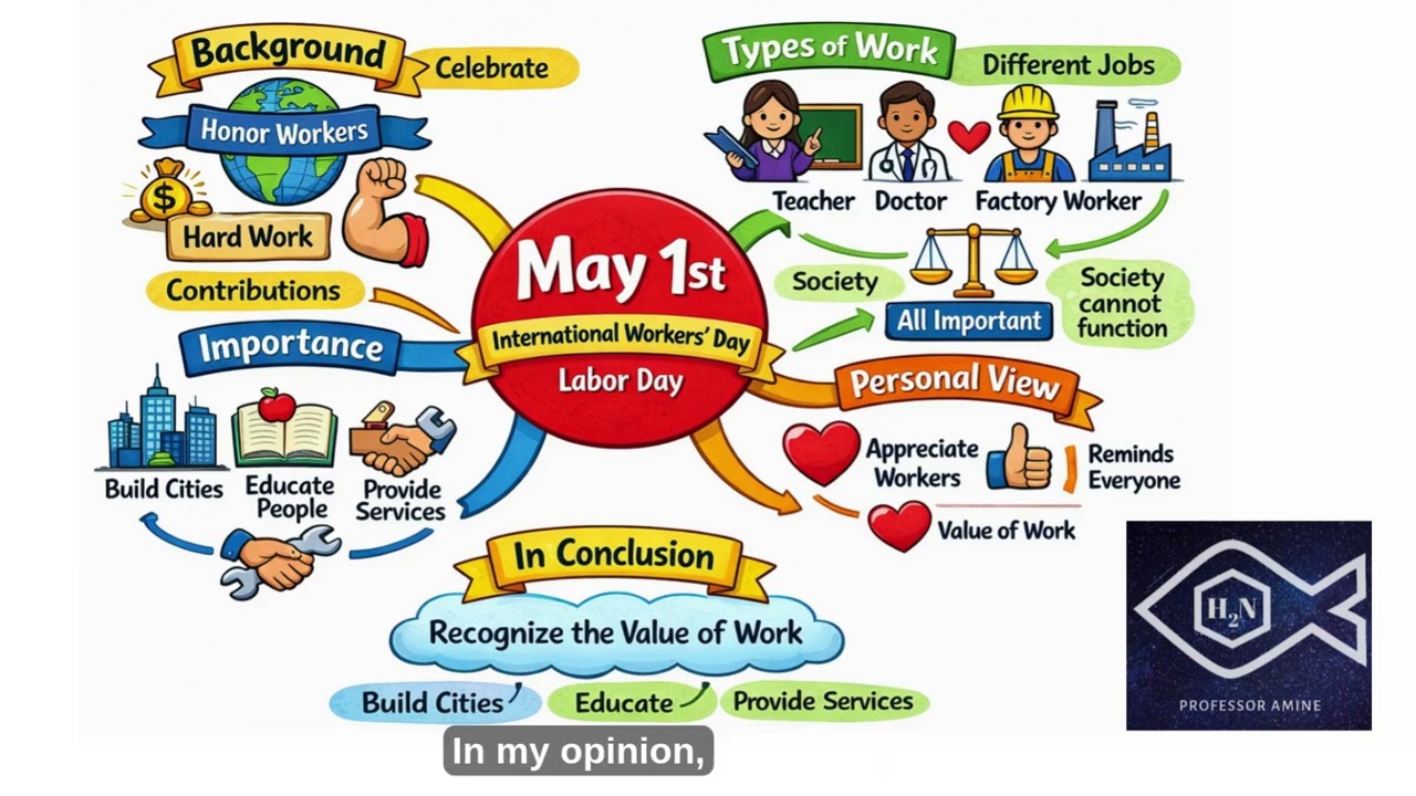 May 1st - International Workers' Day - Labor Day | English Mindmap for Kids | KET/A2 level
