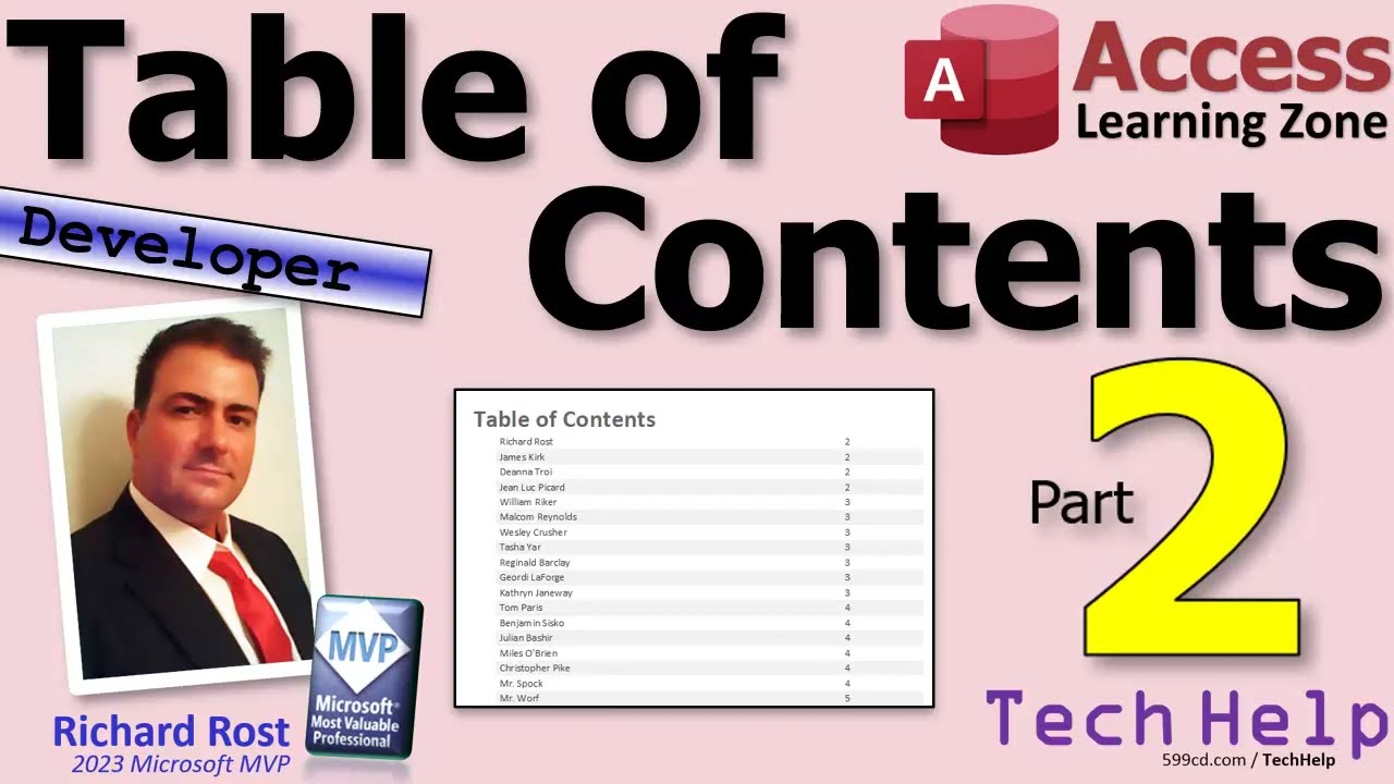 How to Generate a Table of Contents or Index for a Microsoft Access Report, Part 2