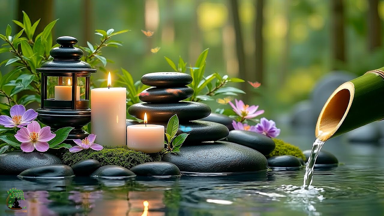 Relaxing Sleep Music with Bamboo Water Sounds 🌿Deep Sleep & Healing Music Anxiety Relief, Spa, Yoga