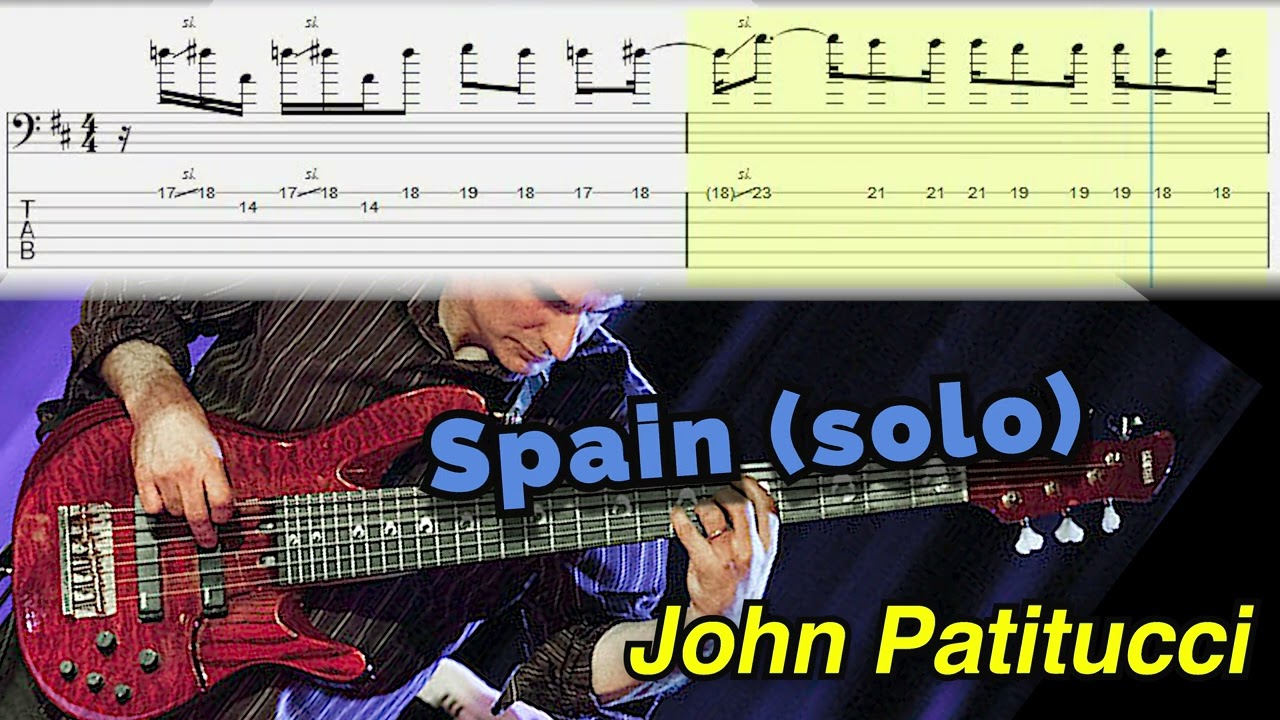 Chick Corea - Spain (John Patitucci Bass Solo with Tabs) 115, 90 and 80 BPM #basstabs