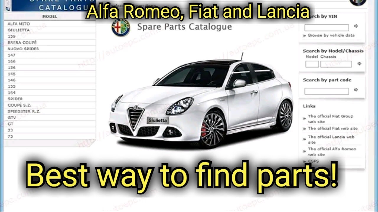 Как найти номера деталей на EPER и как найти видео на YouTube для Alfa Romeo Fiat Lancia