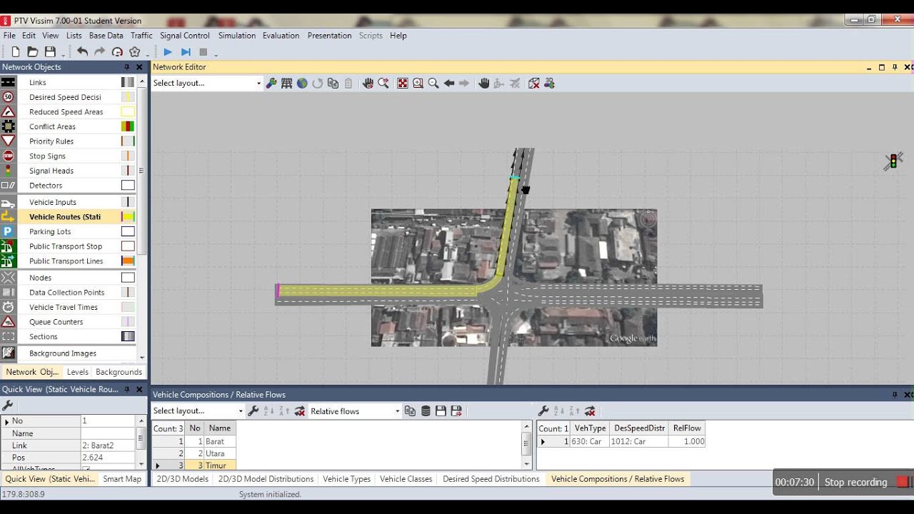 VISSIM 7 Tutorial - Input Vehicle Types, Classes, Speeds, Compositions, Routes Static, Inputs