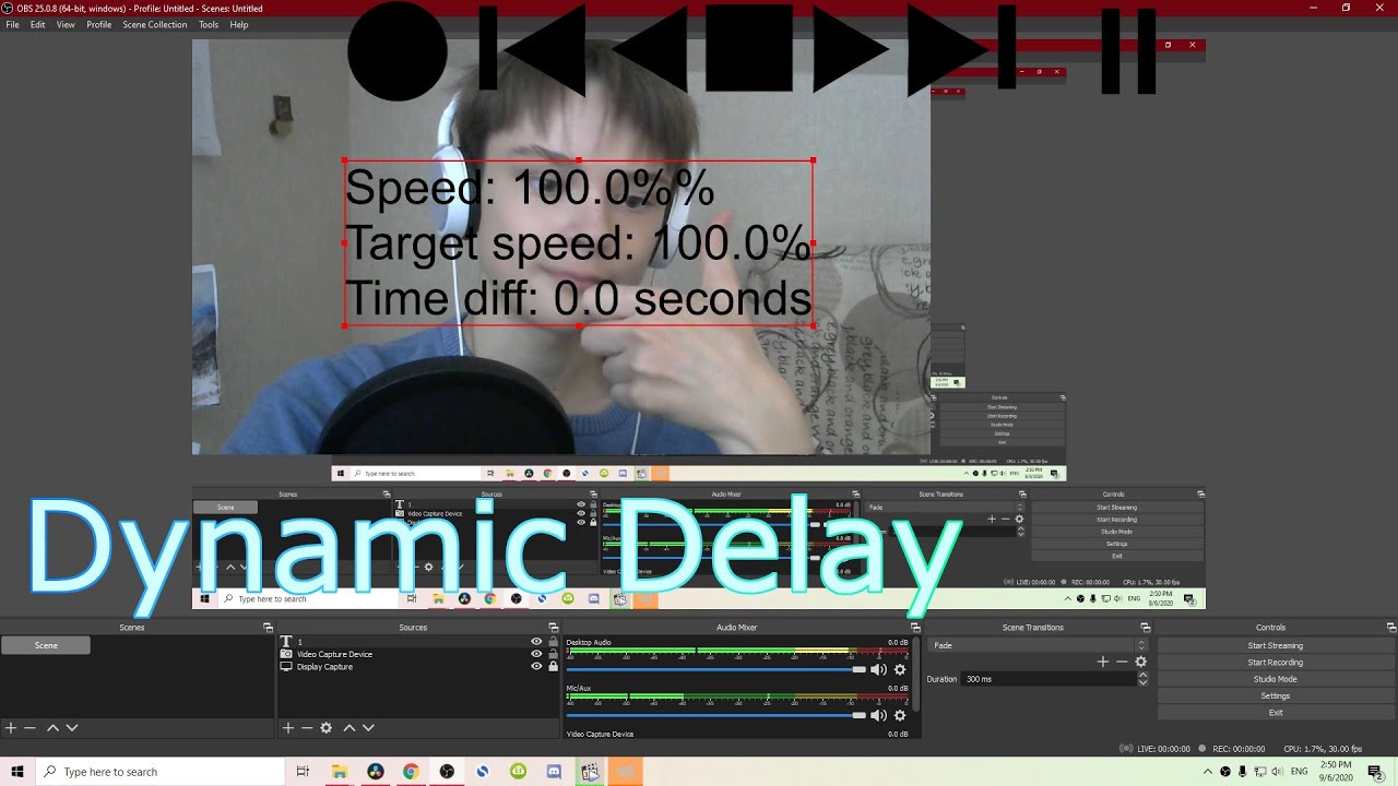 Как отматывать замедлять и ускорять в  OBS! - плагин dynamic delay