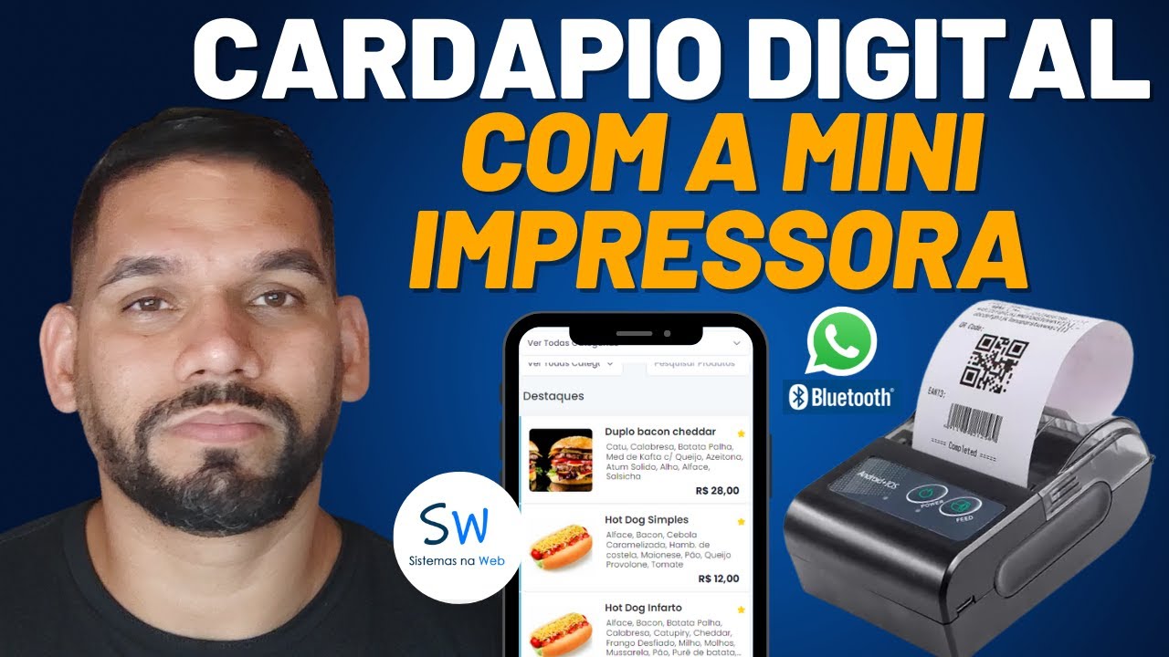 Cardápio digital WhatsApp com a mini Impressora bluetooth