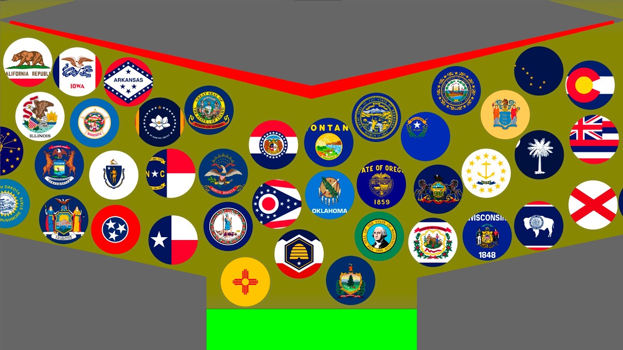 All 50 USA States Marble Race in Algodoo