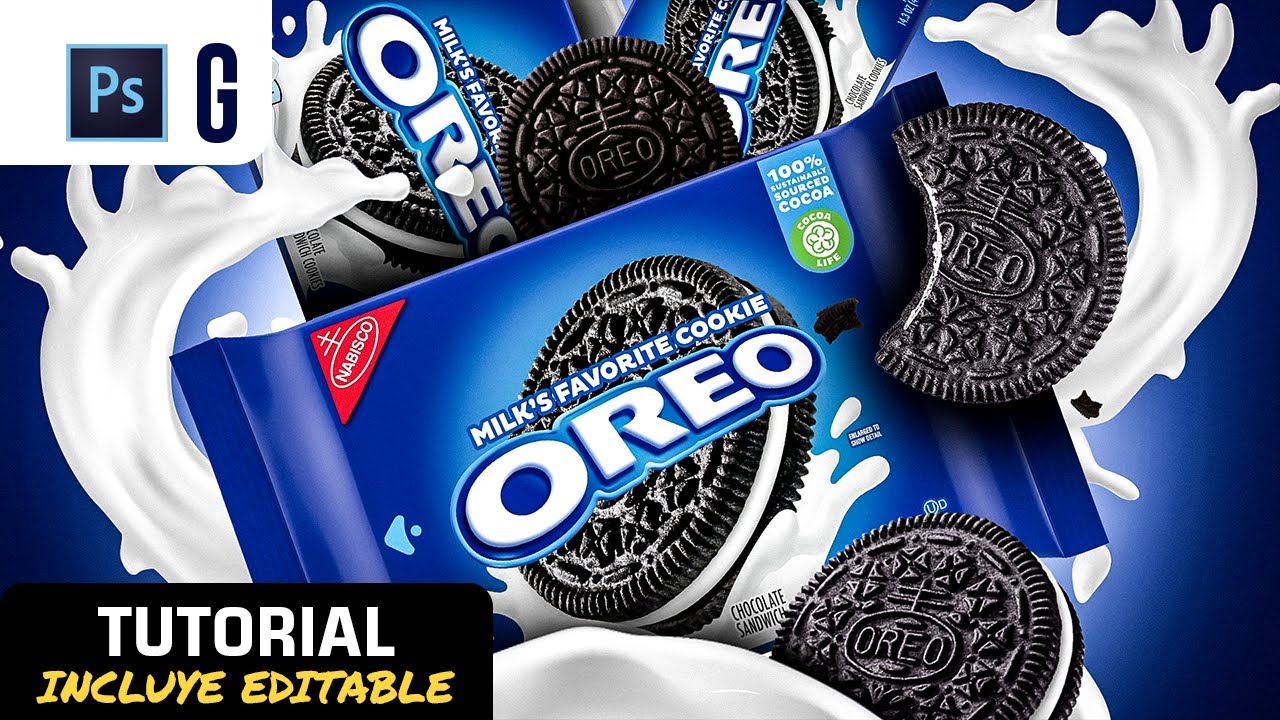 Photoshop Tutorial | Diseño Publicitario OREO Paso a Paso + PSD | Advertising Design STEP by STEP