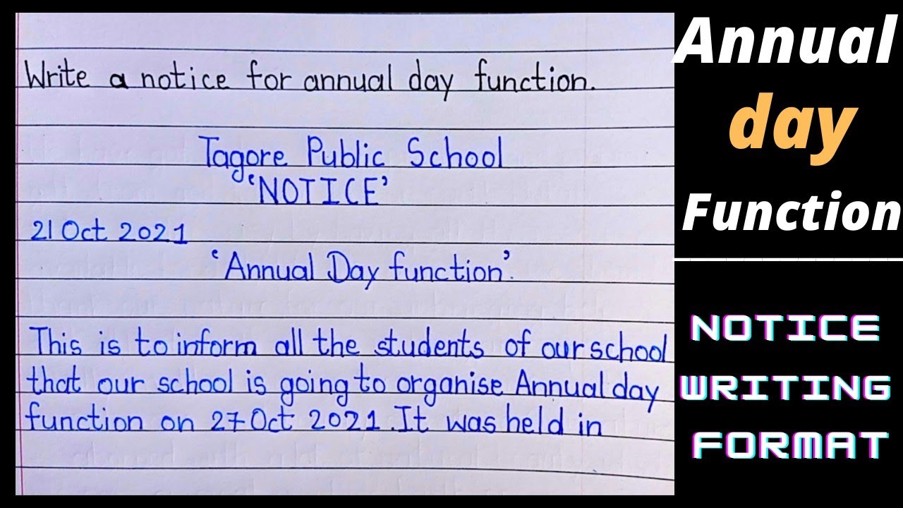 Write a notice for annual function in school|Notice for Annual day celebration|notice writing