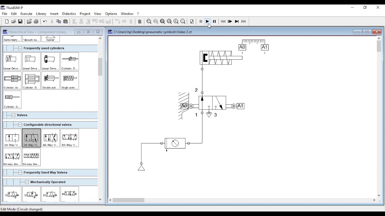 Pneumatic Circuit A+A- and simulation