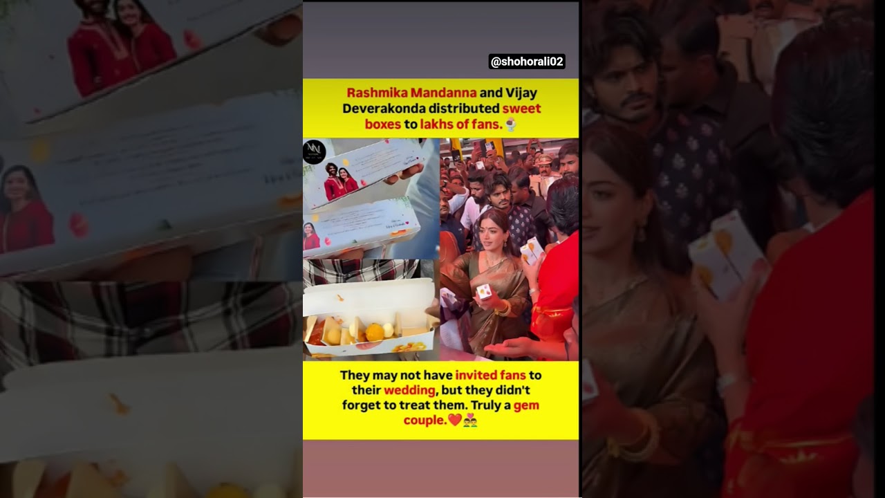 Rashmika Mandanna & Vijay Deverakonda Distribute Sweets To Fans#trending #shortvideos