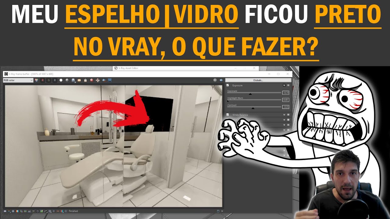 Espelho ou vidro preto no V-Ray, e agora?