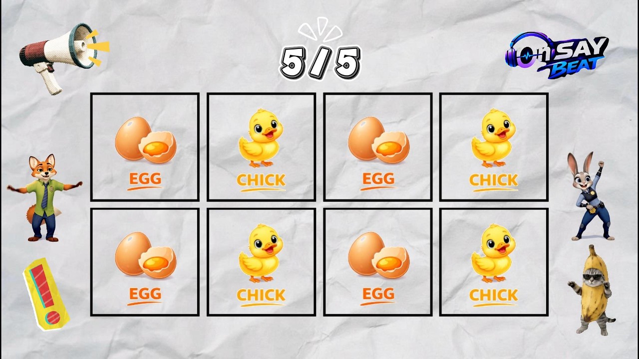 Say The Word On Beat Challenge | Psrt 30 | Level 1-5 Egg Chick