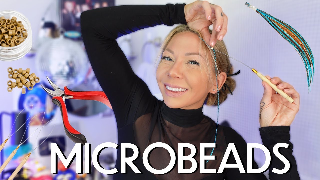 how to install hair feathers & tinsels using micro beads (hook & loop method)